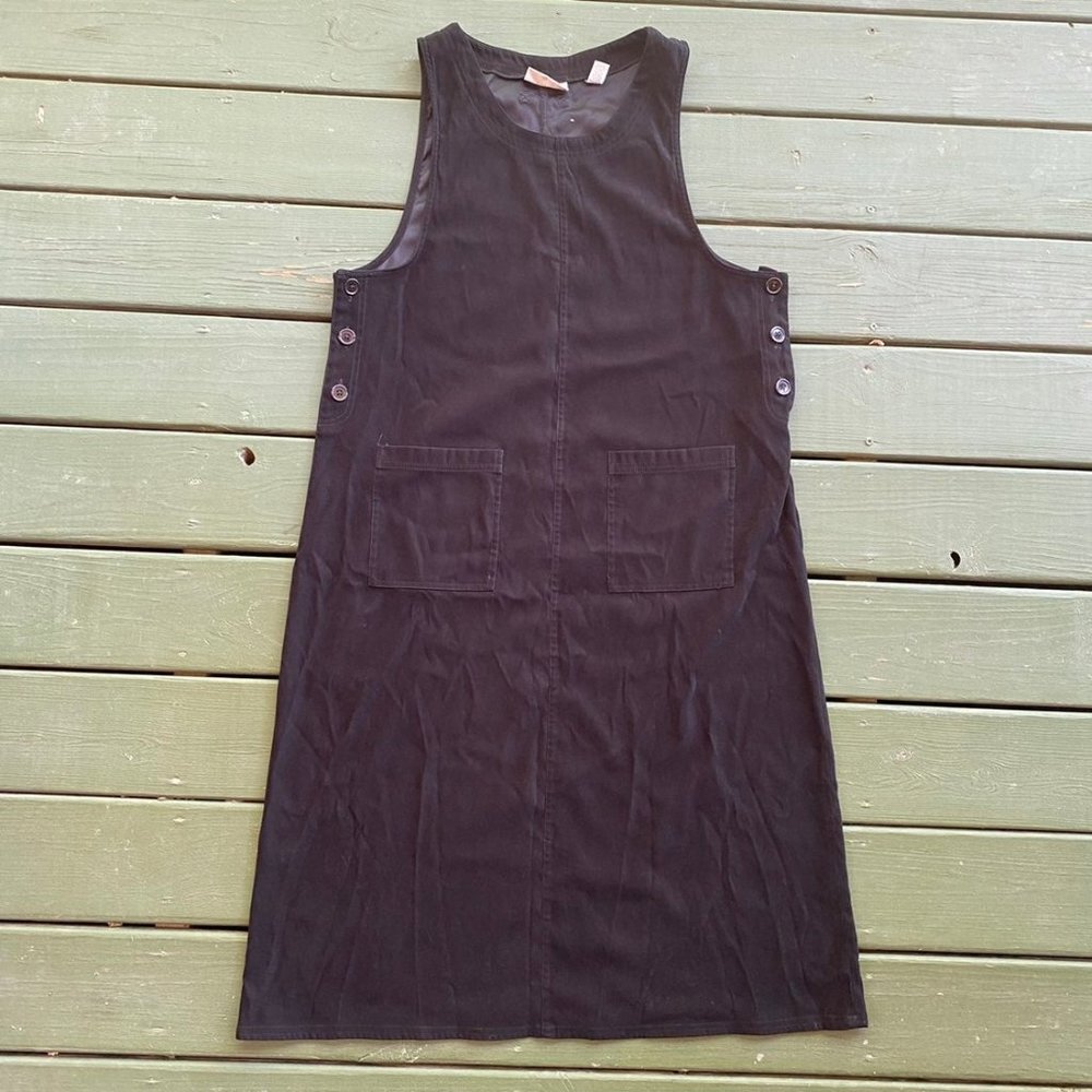 Vintage Black Overall Maxi Dress Size Large - Picture 1 of 4